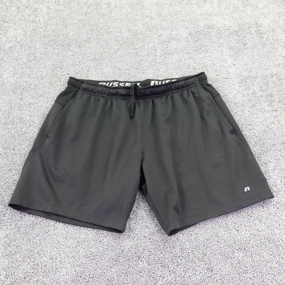 Russell Athletic Shorts Mens Extra Large Black Athletic Gym Workout Pockets XL